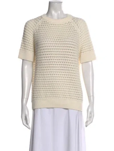 Pre-owned Varley Striped Crew Neck Sweater In White