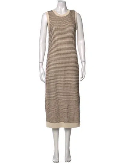 Pre-owned Varley Striped Midi Length Dress In Neutrals