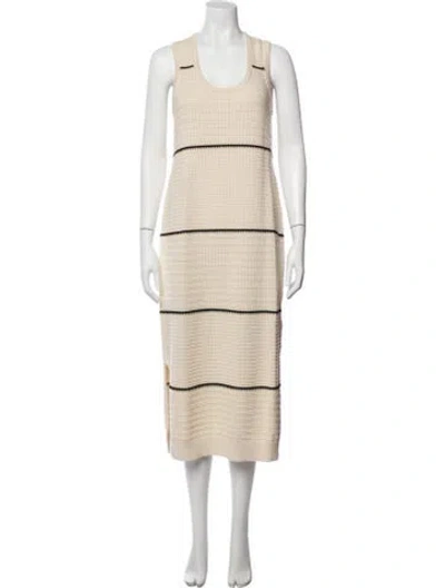 Pre-owned Varley Striped Midi Length Dress W/ Tags In Neutral