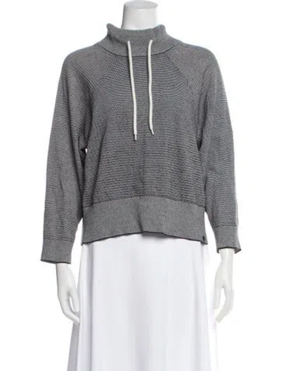 Pre-owned Varley Striped Mock Neck Sweater In Black