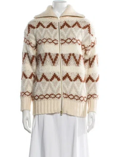 Pre-owned Varley Striped Mock Neck Sweater In Neutral