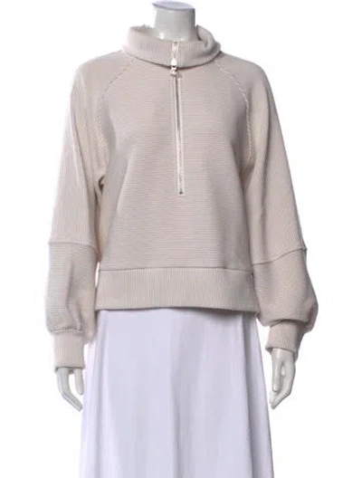 Pre-owned Varley Striped Mock Neck Sweater In Neutral