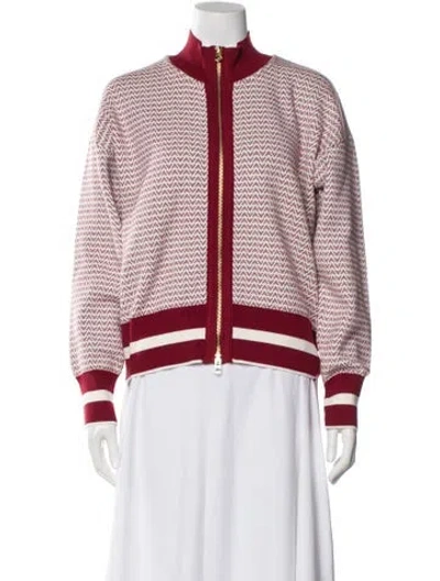 Pre-owned Varley Striped Mock Neck Sweater In Red