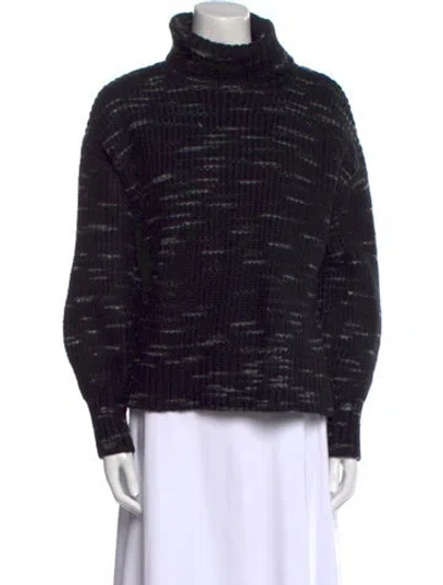 Pre-owned Varley Striped Turtleneck Sweater In Black