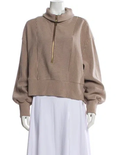 Pre-owned Varley Striped Turtleneck Sweater In Neutral