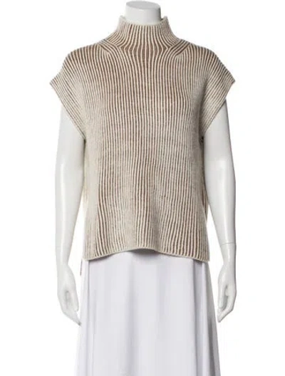 Pre-owned Varley Striped Turtleneck Sweater In Neutral