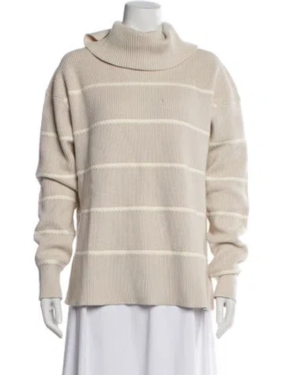Pre-owned Varley Striped Turtleneck Sweater In Neutral