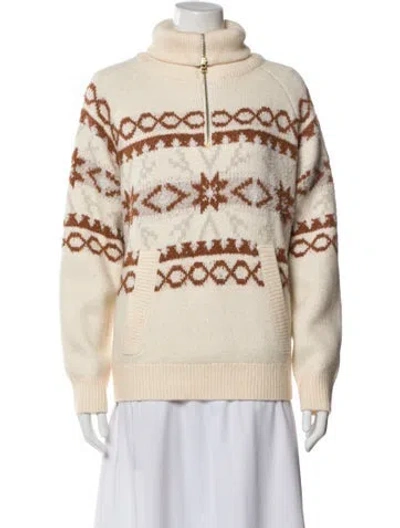 Pre-owned Varley Striped Turtleneck Sweater In Neutral