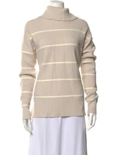 Pre-owned Varley Striped Turtleneck Sweater In Neutrals