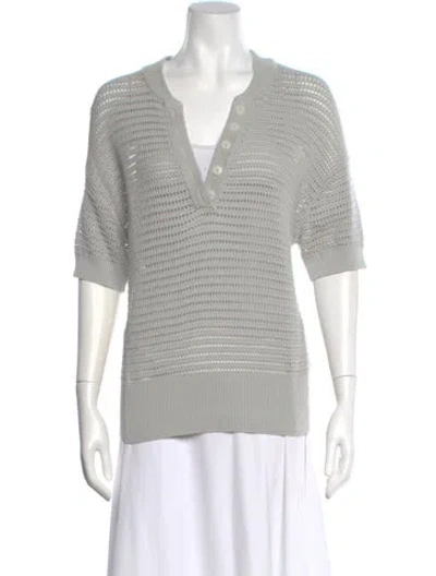 Pre-owned Varley Striped V-neck Sweater In Gray