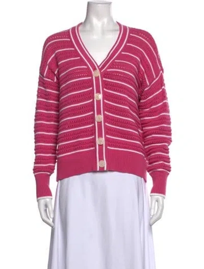 Pre-owned Varley Striped V-neck Sweater In Pink