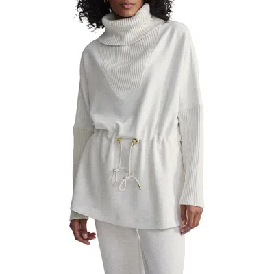Varley Suffolk Longline Turtleneck Sweatshirt In Ivory Marl