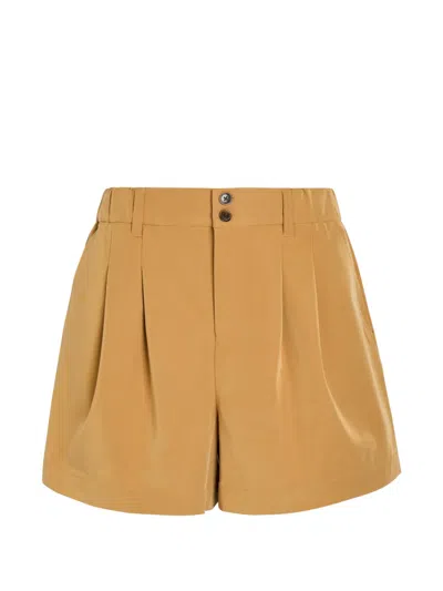 Varley Pleated Belt-loop Shorts In Brown