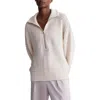 Varley Tara Pointelle Half Zip Sweater In White