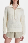 Varley Tara Pointelle Half Zip Sweater In Neutral