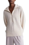Varley Tara Pointelle Half Zip Sweater In Whitecap Grey