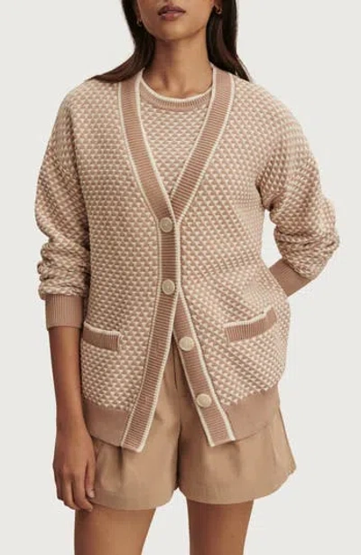 Varley Tarran Longline Cotton Boyfriend Cardigan In Neutral