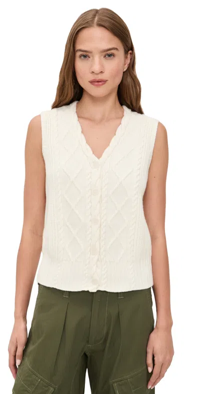 Varley Tatyana Cable Knit Vest Egret In White