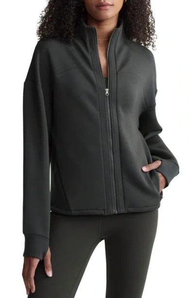 Varley Tayah Full Zip Knit Jacket In Dark Resin Green