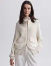 Varley Womens Tessa Flap-pocket Cotton-knit Jacket Egret In White