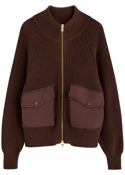 Varley Tessa Knitted Cotton Jacket In Burgundy