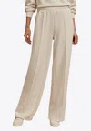 Varley Womens Taupe Marl The Extra Wide-leg Stretch-woven Trousers In White
