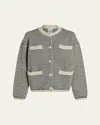 Varley Tidewell Textured Knit Jacket In Birch Multi Stitch