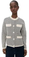 Varley Tidewell Textured Knit Jacket In Birch Multi Stitch
