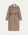 Varley Tomlinson Belted Houndstooth Coat In Brown