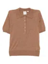 Varley Toni Fine-knit Polo Top In Brown