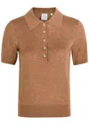 Varley Toni Fine-knit Polo Top In Brown