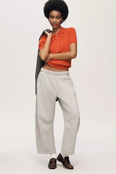 Varley Toni Short-sleeve Fine Knit Polo Sweater In Red