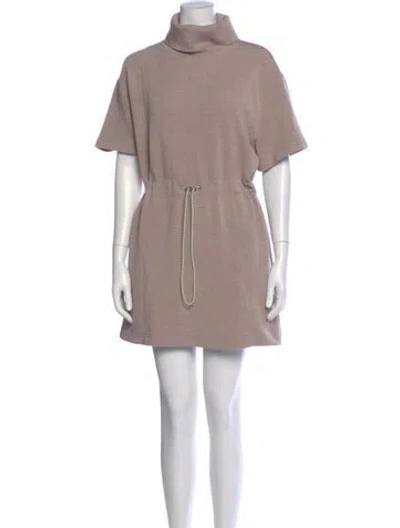 Pre-owned Varley Turtleneck Knee-length Dress In Neutral