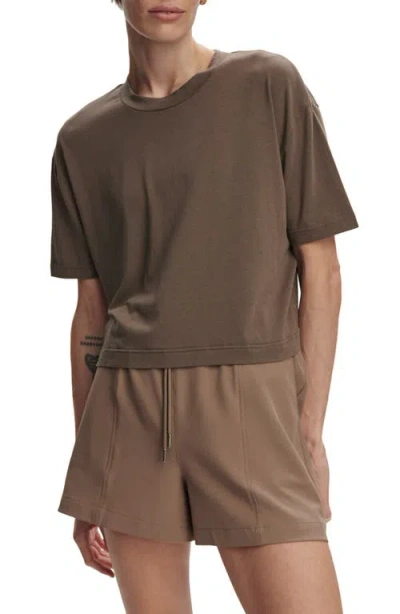 Varley Venice Easy Cotton Blend Crop T-shirt In Chocolate Chip