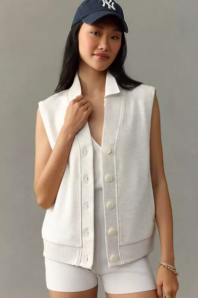 Varley Vicky Collared Button-front Gilet In White