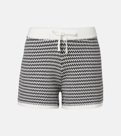 Varley Villiers Chevron Cotton Shorts In White