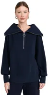 Varley Vine Ottoman Half Zip Pullover In Navy