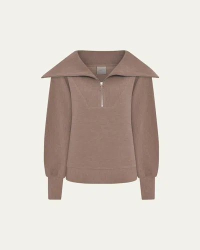 Varley Vine Oversized 1/2-zip Pullover Sweatshirt In Brown