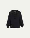 Varley Vine Oversized 1/2-zip Pullover Sweatshirt In Black