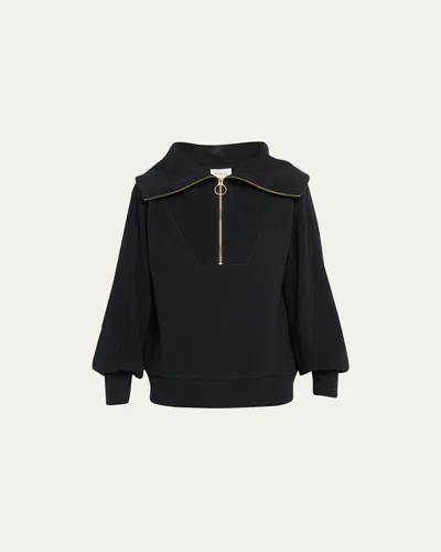 Varley Vine Oversized 1/2-zip Pullover Sweatshirt In Black