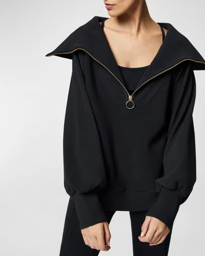 Varley Vine Oversized 1/2-zip Pullover Sweatshirt In Black