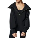 Varley Vine Oversized 1/2-zip Pullover Sweatshirt In Black