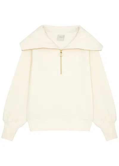 Varley Vine Ribbed Stretch-cotton Half-zip Sweatshirt In Ivory