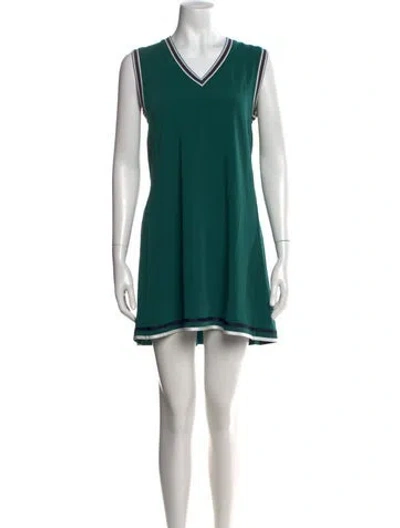 Pre-owned Varley V-neck Mini Dress In Green