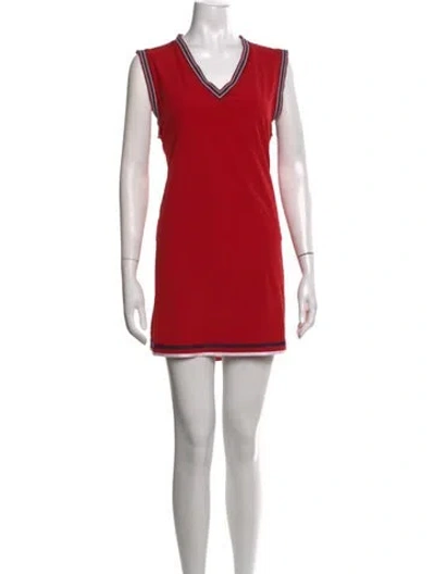 Pre-owned Varley V-neck Mini Dress In Red