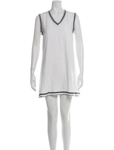 Pre-owned Varley V-neck Mini Dress In White