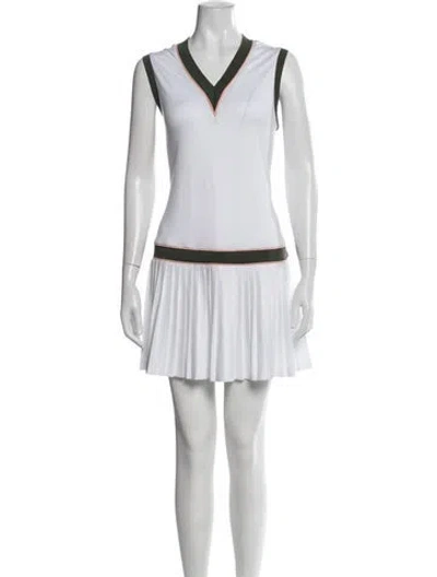 Pre-owned Varley V-neck Mini Dress In White