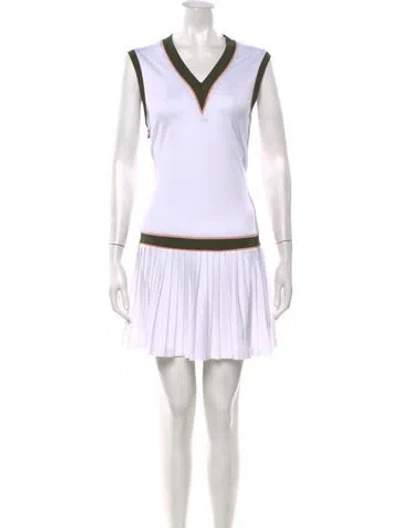 Pre-owned Varley V-neck Mini Dress In White
