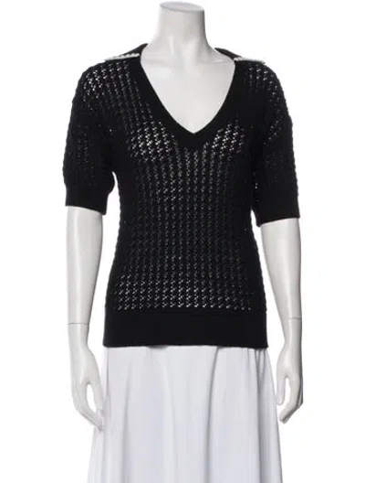 Pre-owned Varley V-neck Sweater In Black
