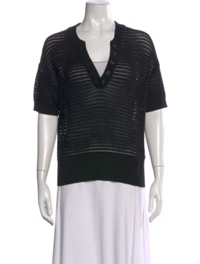 Pre-owned Varley V-neck Sweater In Black